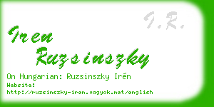 iren ruzsinszky business card